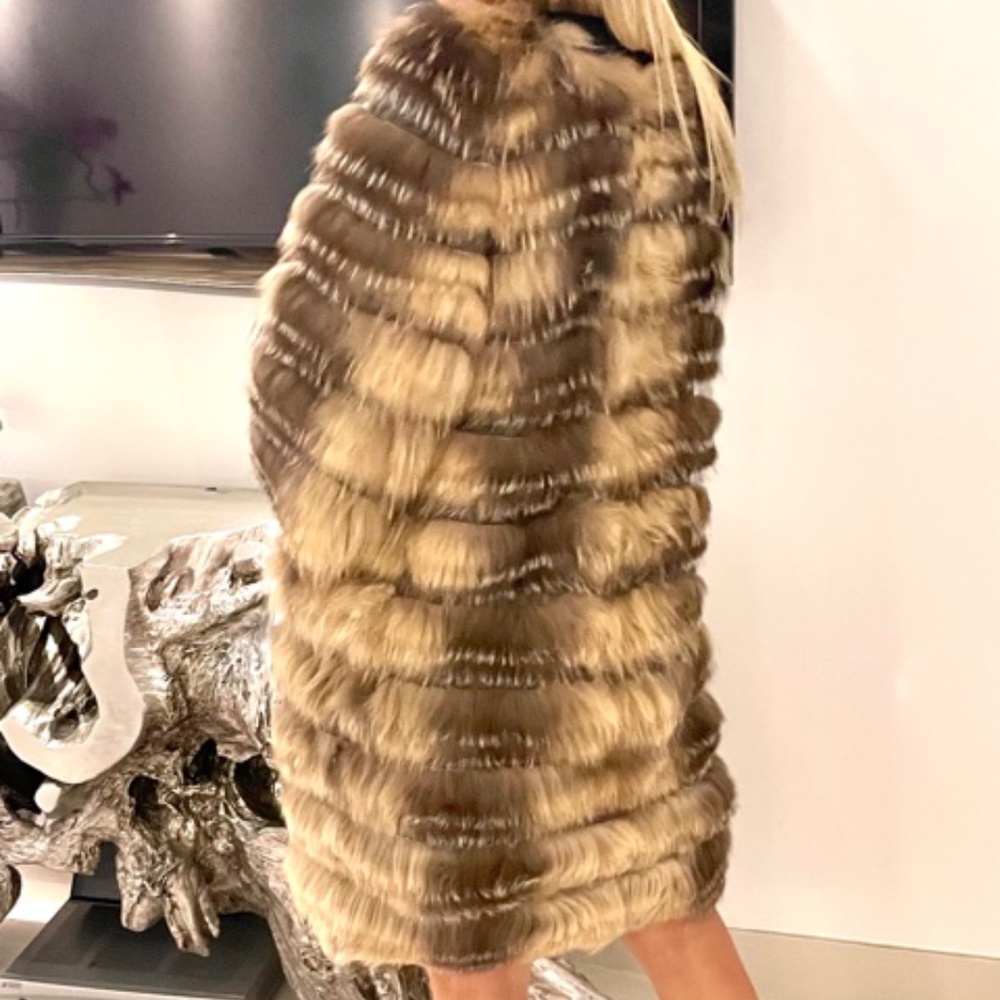 SYMETRIE YVES SALOMON ARCTIC FOX CASHMERE SWEATER COAT - Picture 5 of 14